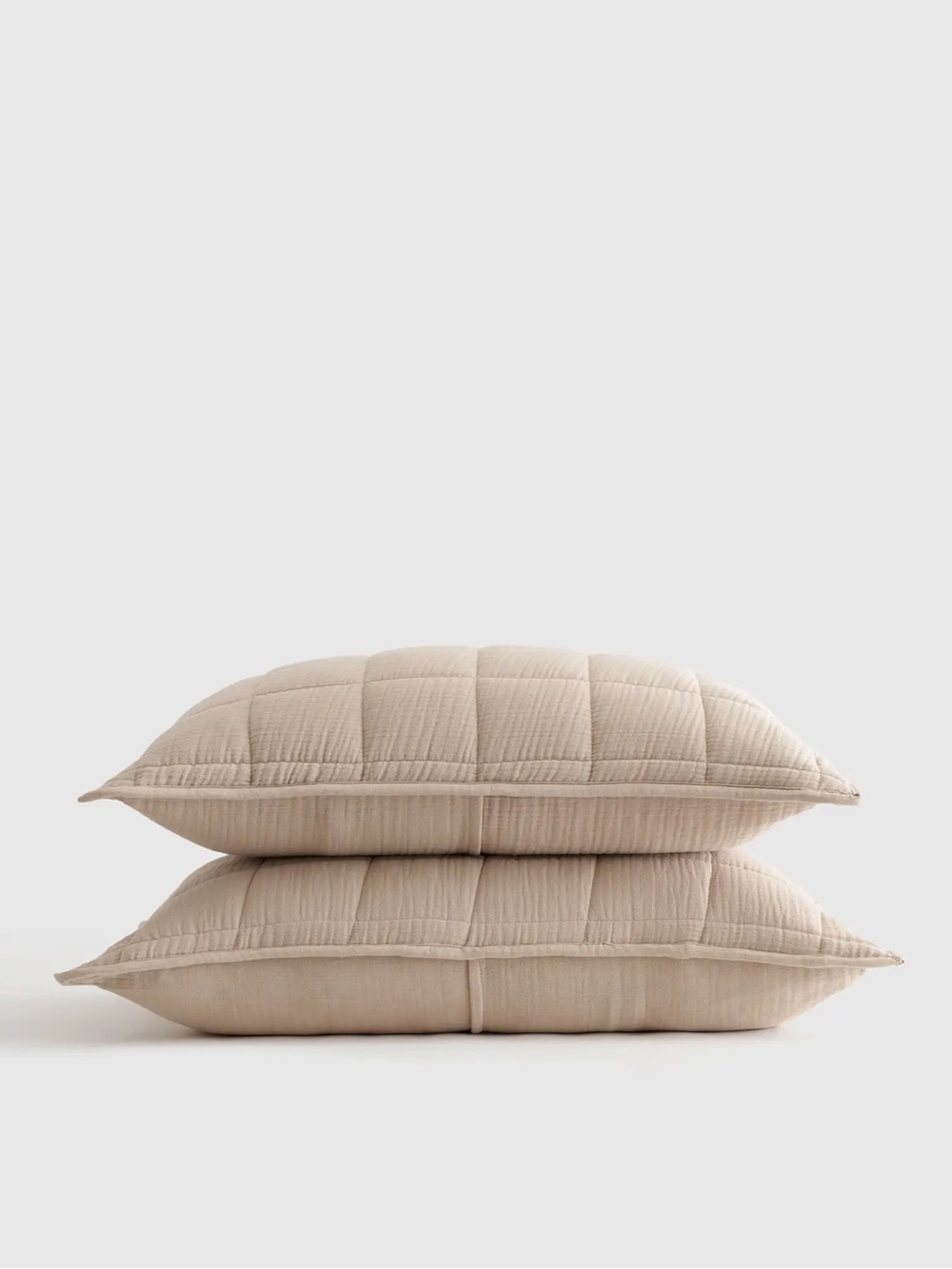 NWT QUINCE Organic Cotton Gauze Box Quilt Shams Standard Dune 1211